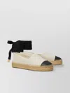 Tory Burch White Espadrilles With Metallic Logo On The Front And Ankle Strap