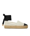Tory Burch White Espadrilles With Metallic Logo On The Front And Ankle Strap In Leather Woman In White