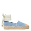 Tory Burch Bicolor Denim Ankle-wrap Espadrilles In Blue