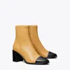 Tory Burch Cap-toe Heeled Ankle Boot In Ginger Shortbread/perfect Black