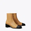 Tory Burch Cap-toe Heeled Ankle Boot In Braun