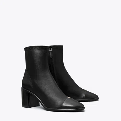 Tory Burch Cap-toe Heeled Ankle Boot In Perfect Black