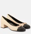 Tory Burch Leather Block Heel Pumps With Bow Detail In Pink