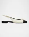 Tory Burch Ballerine Cap-toe In Pelle Avorio Donna In Light Cream / Perfect Black