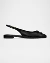 Tory Burch Bow Detail Round Toe Slingback Ballerina Shoes In Perfect Black  Perfect Black