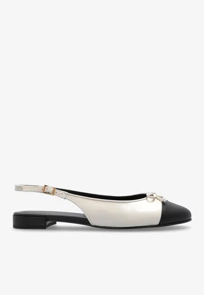 Tory Burch Cap-toe Leather Slingback Flats