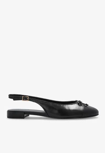 Tory Burch Cap-toe Leather Slingback Flats