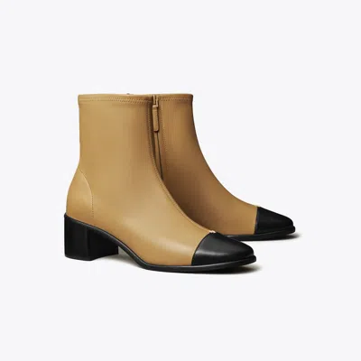 Tory Burch Cap-toe Low-heel Ankle Boot In Brown