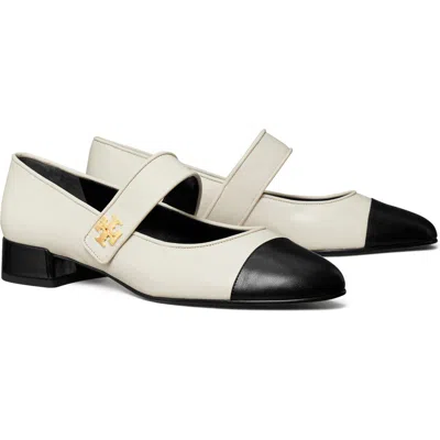 Tory Burch Mary Jane Ballet Shoes In Light Cream/perfect Black