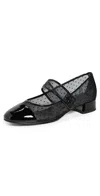 Tory Burch Cap Toe Mary Jane Ballerina With Block Heel In Nero/perfect Black