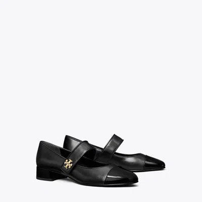 Tory Burch Cap-toe Mary Jane Heel Ballet In Black