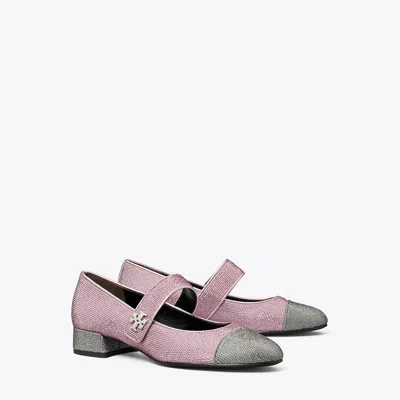 TORY BURCH CAP-TOE MARY JANE PAVÉ HEELED BALLET