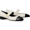 Tory Burch Cap Toe Mary Jane Pump In Light Cream/perfect Black