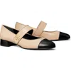 Tory Burch Cap Toe Mary Jane Pump In Rose Pink / Perfect Black