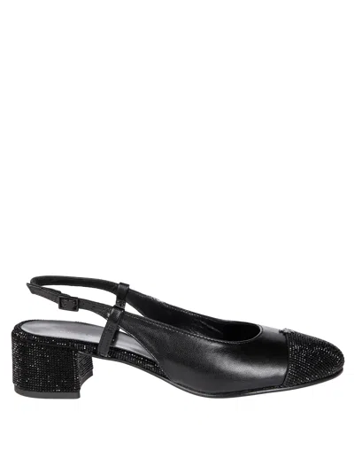 Tory Burch Cap Toe Pave Slingback In Nero