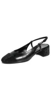 Tory Burch Pave Slingback Block Heel Embellished Toe In Perfect Black / Perfect Black