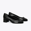 Tory Burch Bow Detailed Block-heel Pumps In Perfect Black/perfect Black