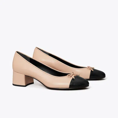 Tory Burch Cap-toe Pump In Shell Pink/perfect Black