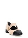 Tory Burch Capto Pink And Black Mary Janes With Logo Detail And Contrasting Toe In Leather Woman
