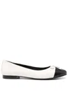 Tory Burch Cap-toe Quilted Ballerina Shoes In Neutral
