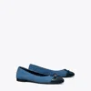 Tory Burch Dark Denim Cotton Flat Shoes In Denim