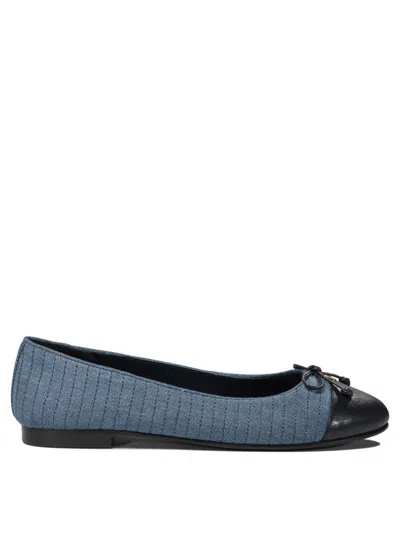 Tory Burch "cap-toe" Quilted Ballet Flats In Blue