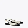 Tory Burch Ballerine Cap-toe In Pelle Avorio Donna In Light Cream/perfect Black