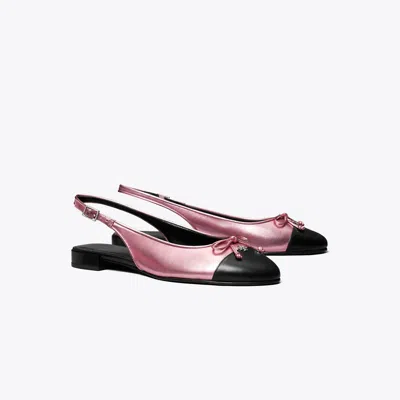 Tory Burch Cap-toe Slingback In Pink