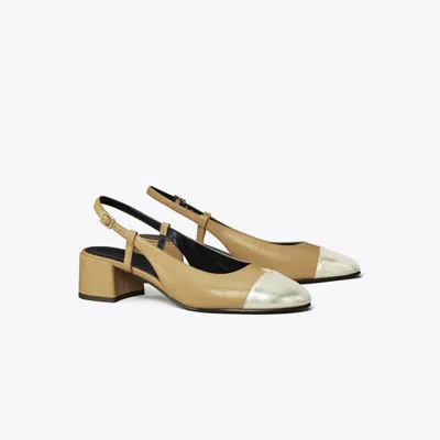 Tory Burch Cap-toe Slingback Pump In Brown