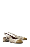 Tory Burch Cap Toe Slingback Pump In Granite Roccia/ramure Green