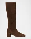 Tory Burch Cap Toe Knee High Boots 55mm Cocoa Suede In Brown