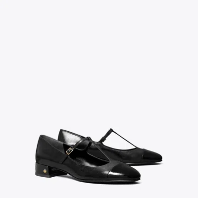 Tory Burch Cap-toe T-strap Ballet In Black