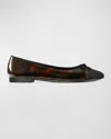 Tory Burch Cap-toe Ballet In Tortoise Patent  Perfect Black