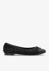 Tory Burch Cap-toe Tweed Ballet Flats In Black