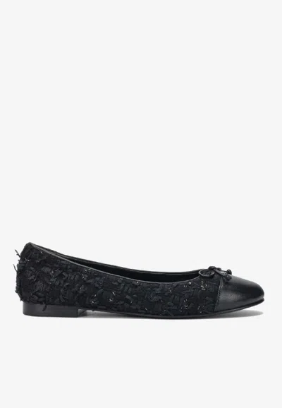 TORY BURCH CAP-TOE TWEED BALLET FLATS