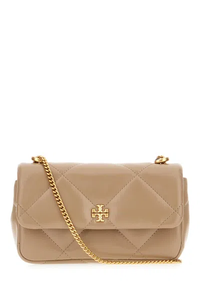 Tory Burch Cappuccino Leather Mini Kira Shoulder Bag In Gray