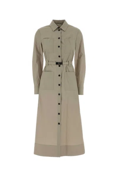Tory Burch Stretch Poplin Shirt Dress Belted Waist In Neutral