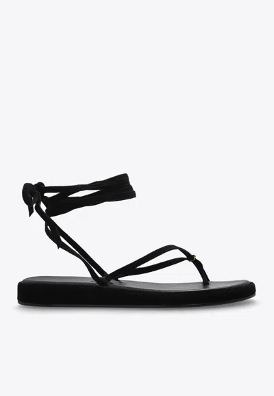 Tory Burch Capri Ankle Wrap Sandals In Black