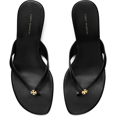 Tory Burch Capri Kitten Heel Sandal In Perfect Black/gold