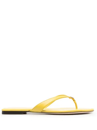 Tory Burch Capri Logo-plaque Flip-flops In Yellow