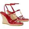 Tory Burch Capri Miller Espadrille Wedge In Red
