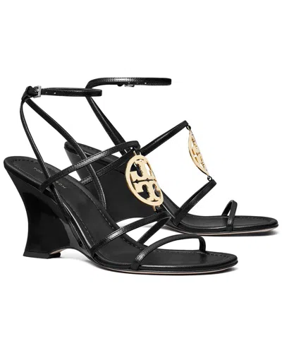 Tory Burch Capri Miller Leather Wedge In Black