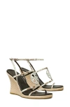 Tory Burch Capri Miller Snakeskin Embossed Wedge Sandal In Granite Roccia/silver