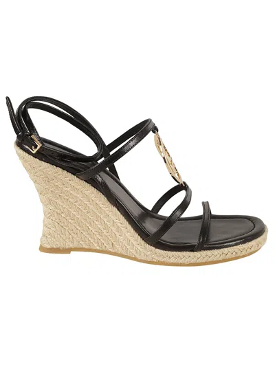 Tory Burch Capri Miller Wedge Espadrillas In Black/gold