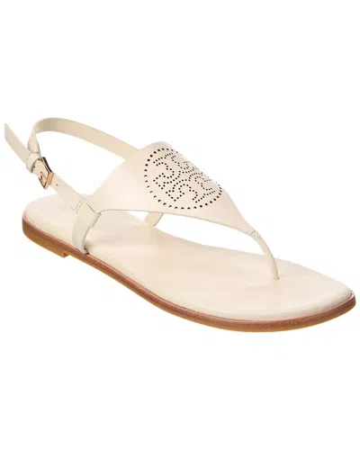 Tory Burch Capri Perf Leather Sandal In White