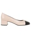 Tory Burch Caprine Leather Pumps With Contrasting Bow Detail In Pink