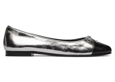 Pre-owned Tory Burch Captoe Ballet Flats Perfect (women's) Sneakers In Silver/black In Multi
