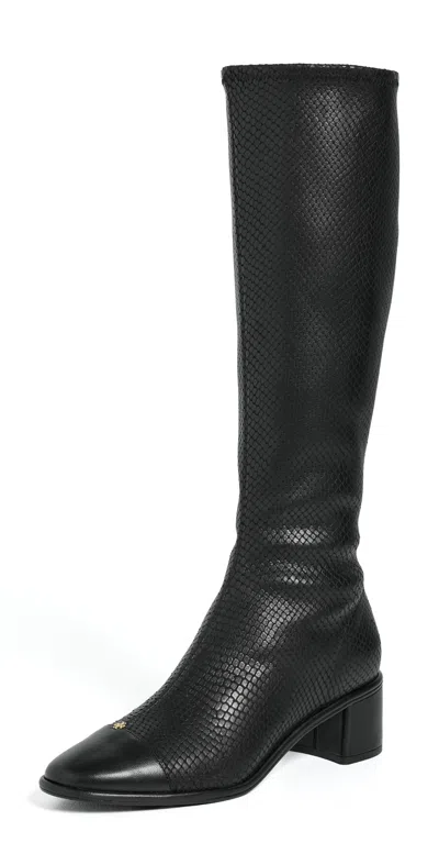 Tory Burch Cap-toe Knee High Boots Perfect Black