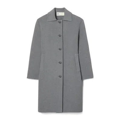 Tory Burch Car Coat Flecked In Flecked Gray