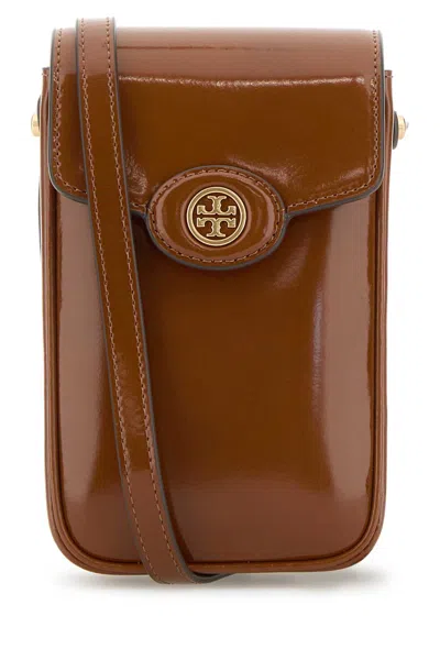 Tory Burch Caramel Leather Robinson Crossbody Bag In Darksienna